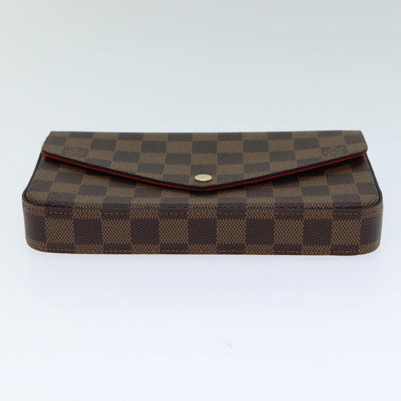 LOUIS VUITTON Damier Ebene Pochette Felice Shoulder Wallet N63032 Auth fm3540SM