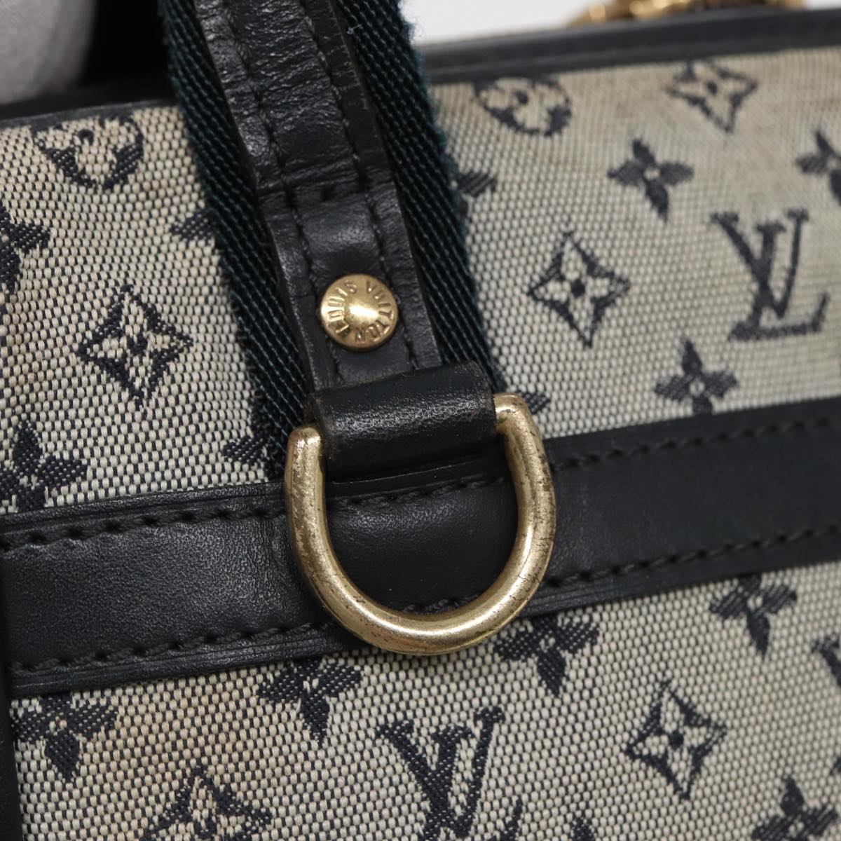 LOUIS VUITTON Monogram Mini Josephine PM Hand Bag Blue M92049 LV Auth fm3553