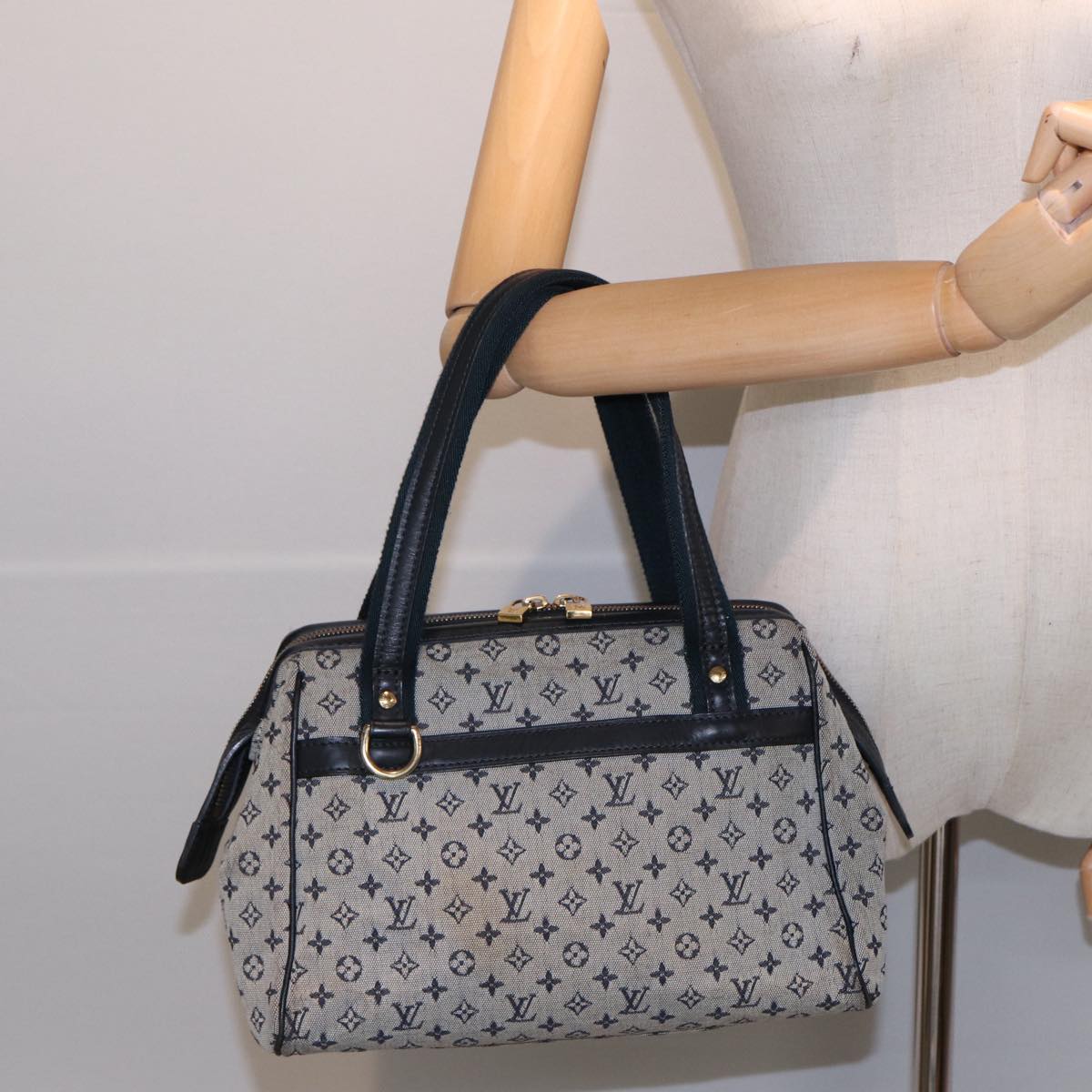 LOUIS VUITTON Monogram Mini Josephine PM Hand Bag Blue M92049 LV Auth fm3553