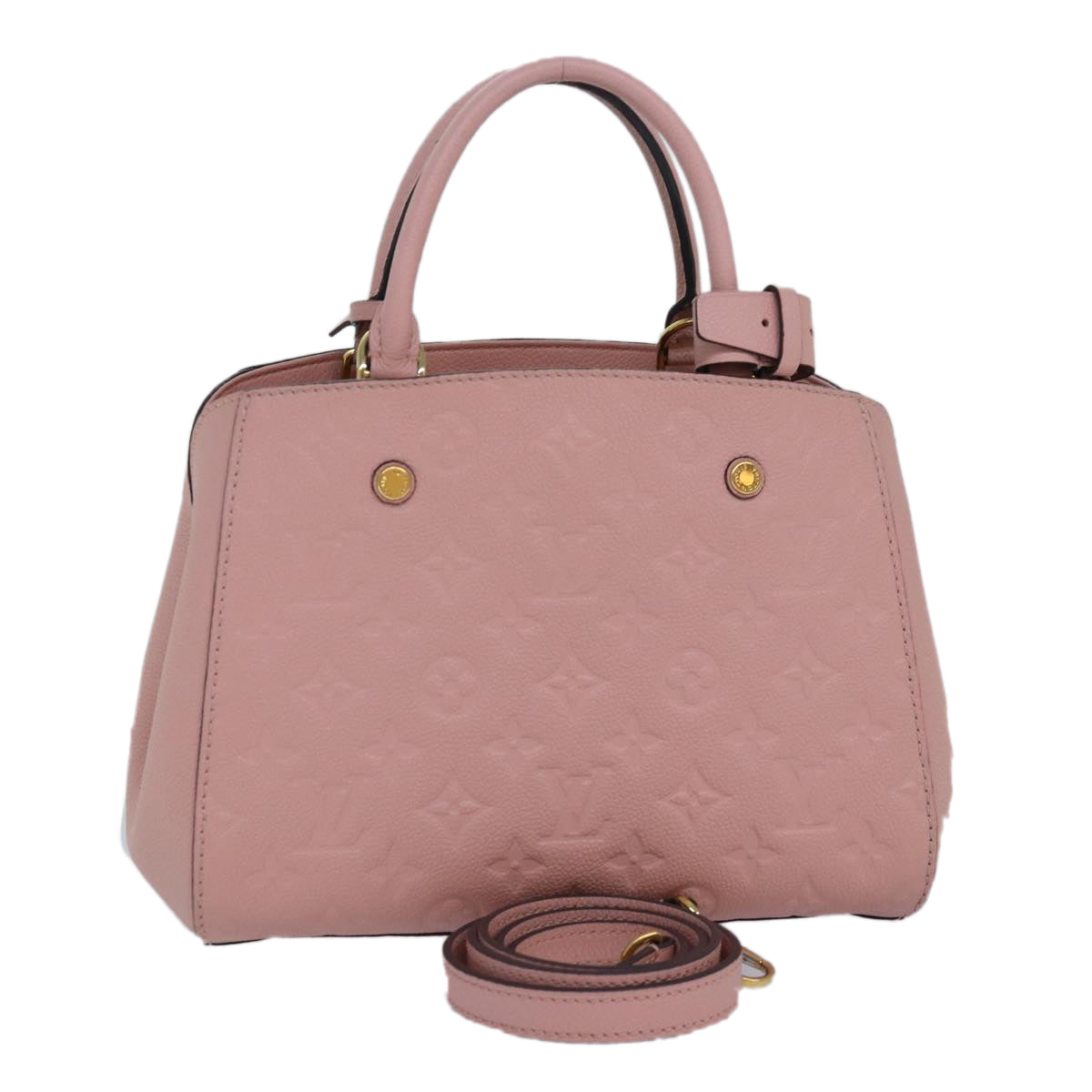 LOUIS VUITTON Monogram Empreinte Montaigne BB Bag Pink Rose M44123 Auth fm3558A