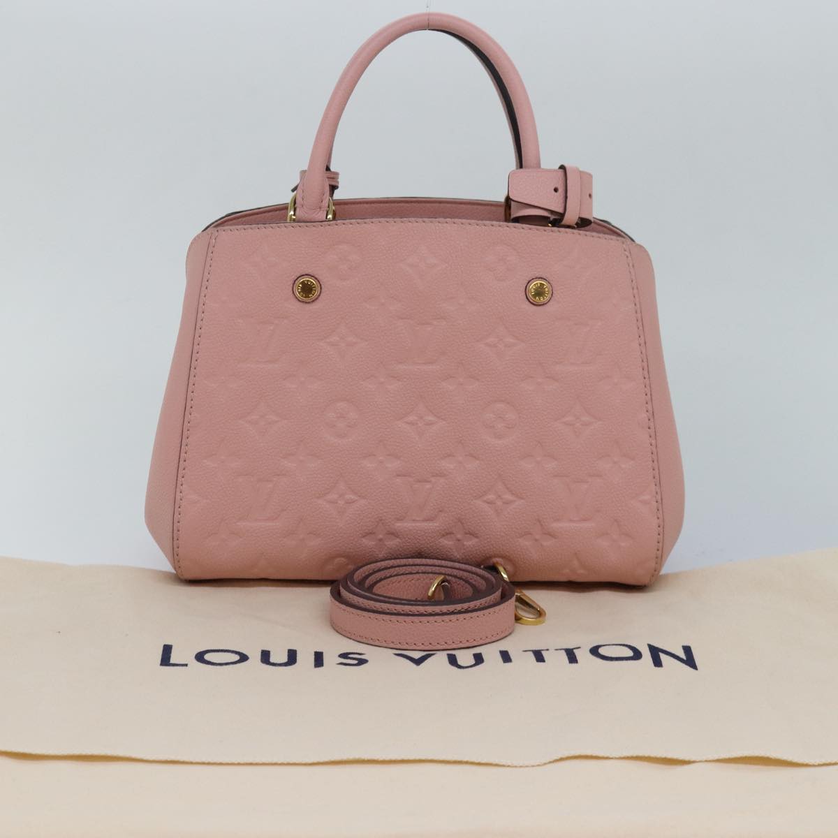 LOUIS VUITTON Monogram Empreinte Montaigne BB Bag Pink Rose M44123 Auth fm3558A