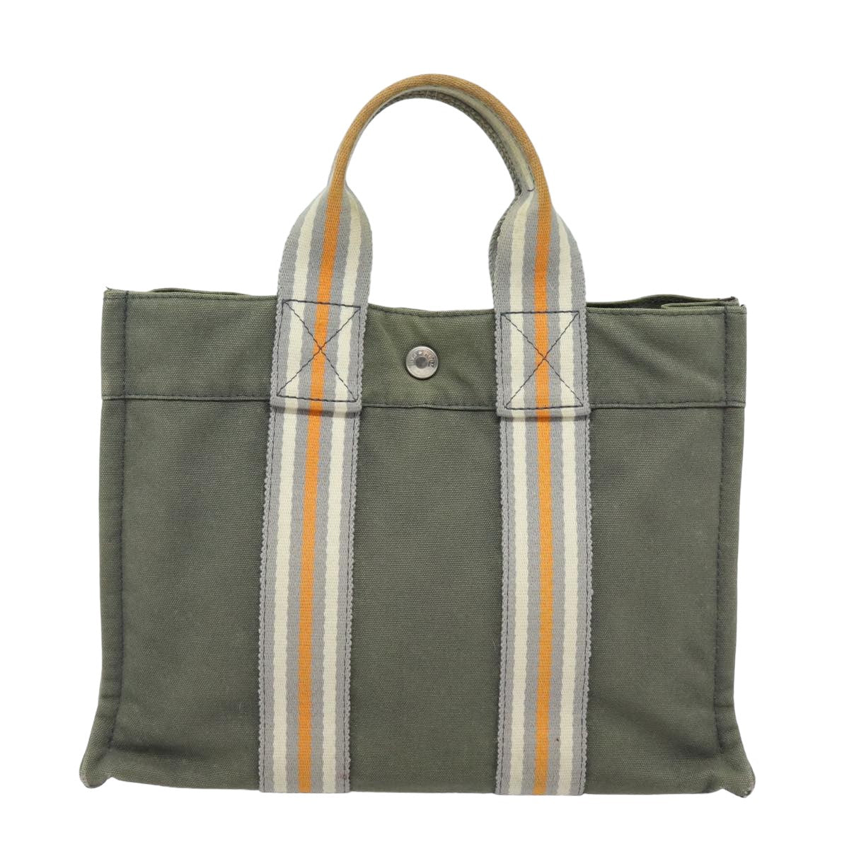 HERMES Fourre Tout PM Hand Bag Canvas Gray Auth fm3559 - 0