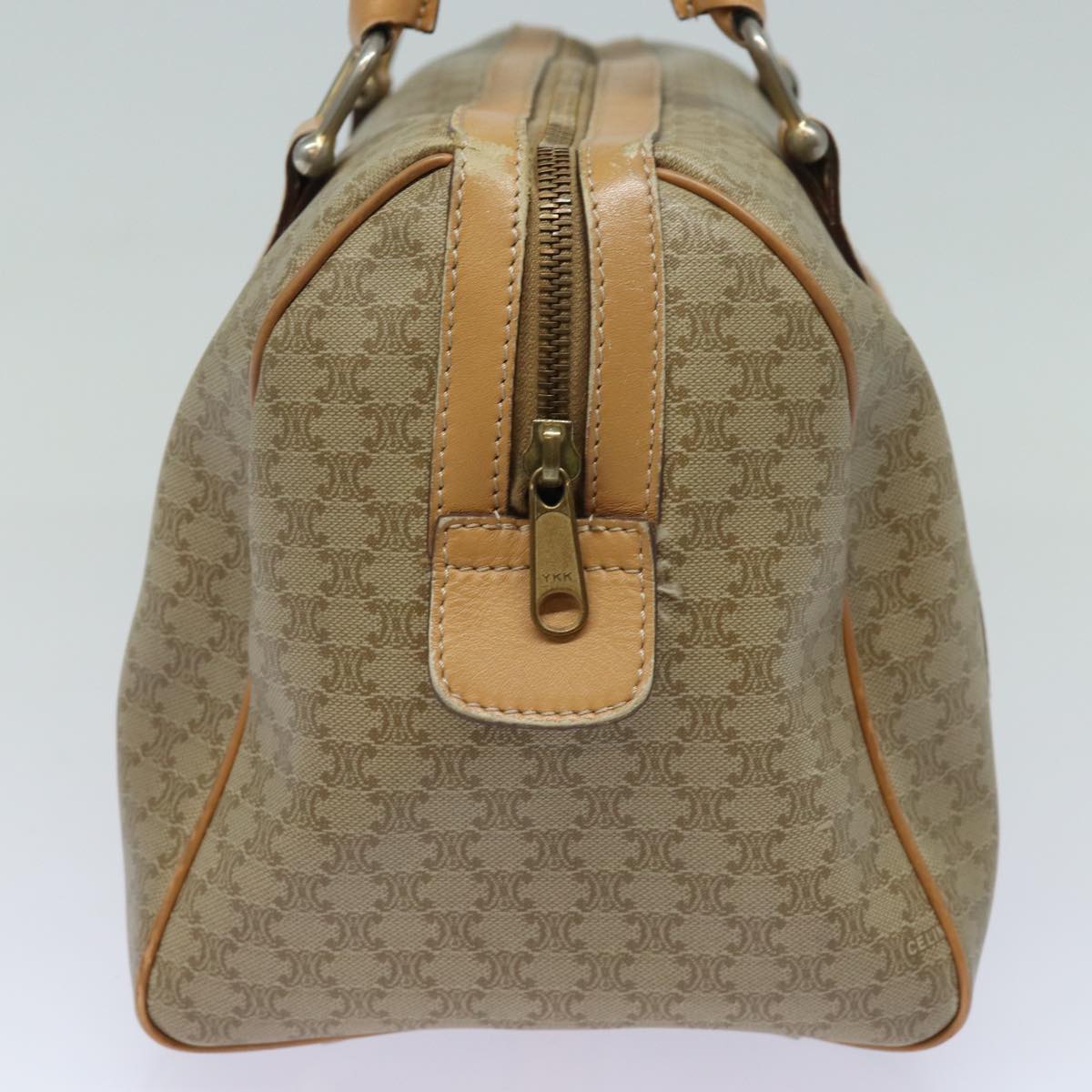 CELINE Macadam Canvas Boston Bag Beige Auth fm3561