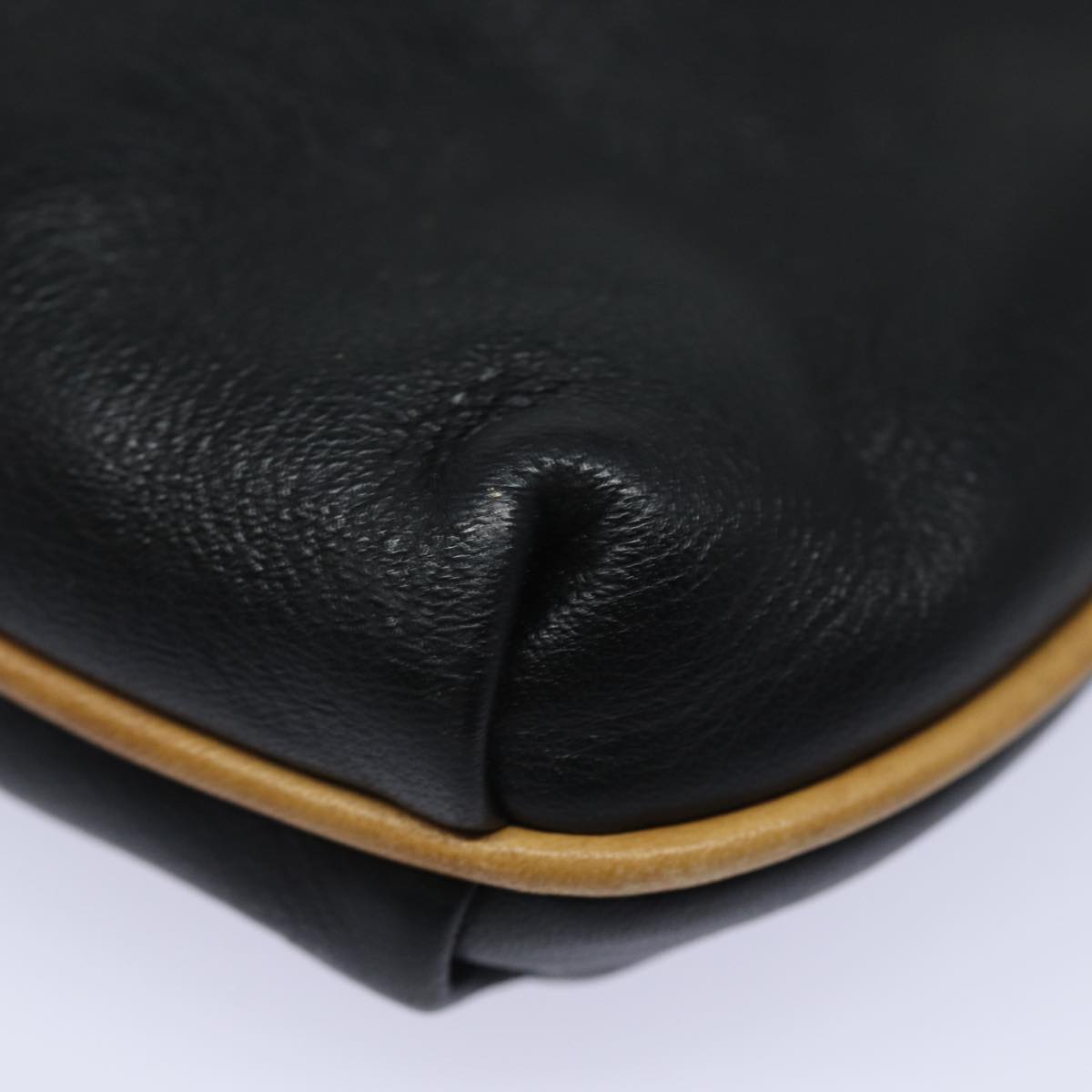 CELINE Clutch Bag Leather Black Auth fm3562