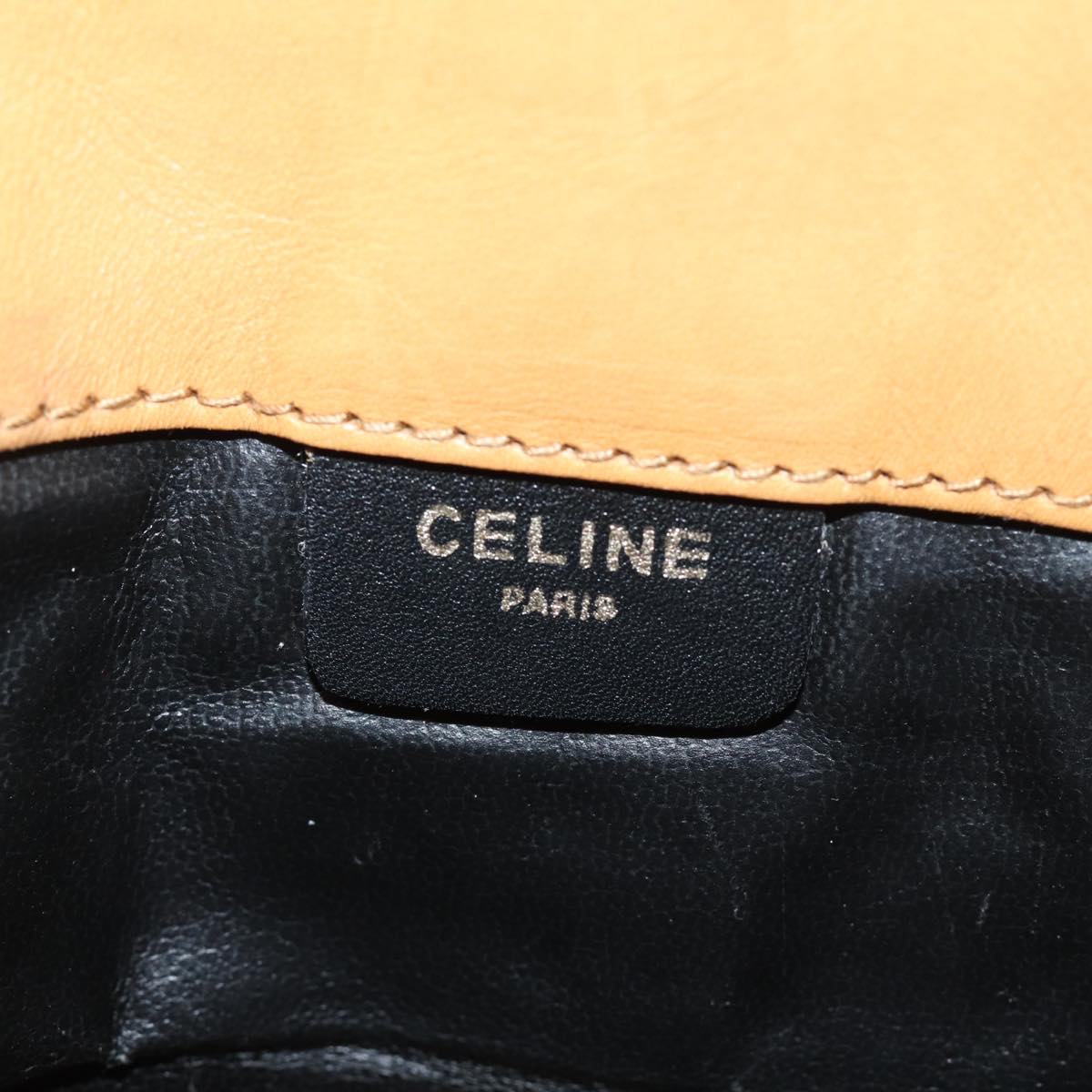 CELINE Clutch Bag Leather Black Auth fm3562