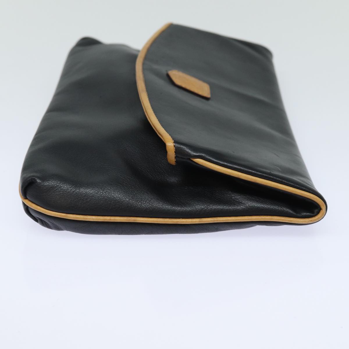 CELINE Clutch Bag Leather Black Auth fm3562