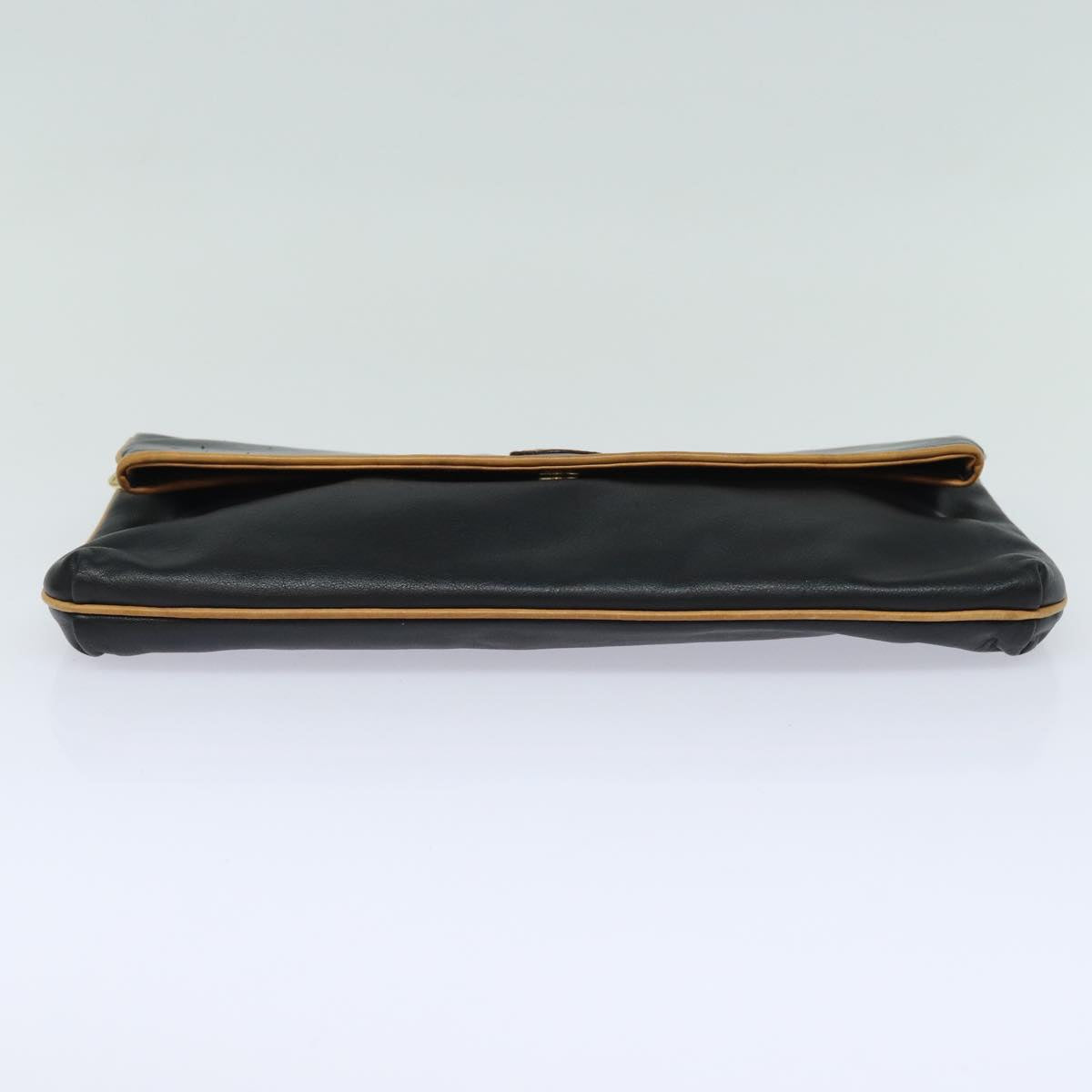 CELINE Clutch Bag Leather Black Auth fm3562