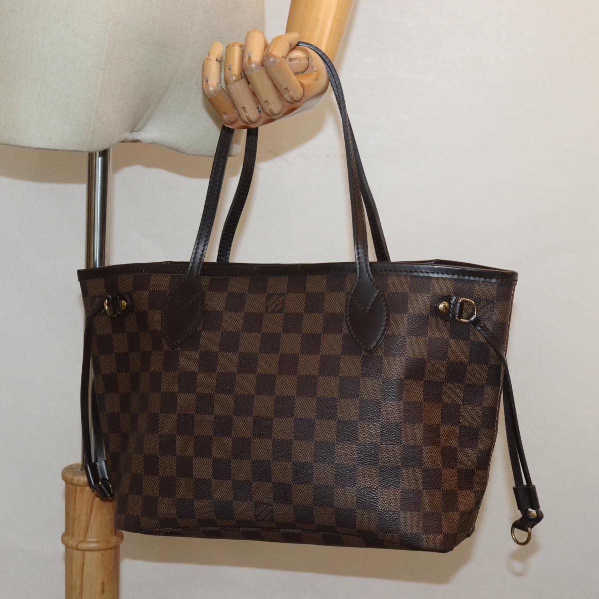 LOUIS VUITTON Damier Ebene Neverfull PM Tote Bag N51109 LV Auth fm3574A