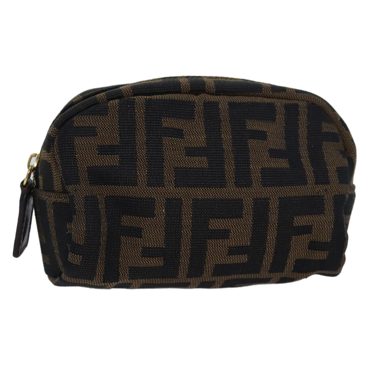 FENDI Zucca Canvas Pouch Brown Auth fm3578