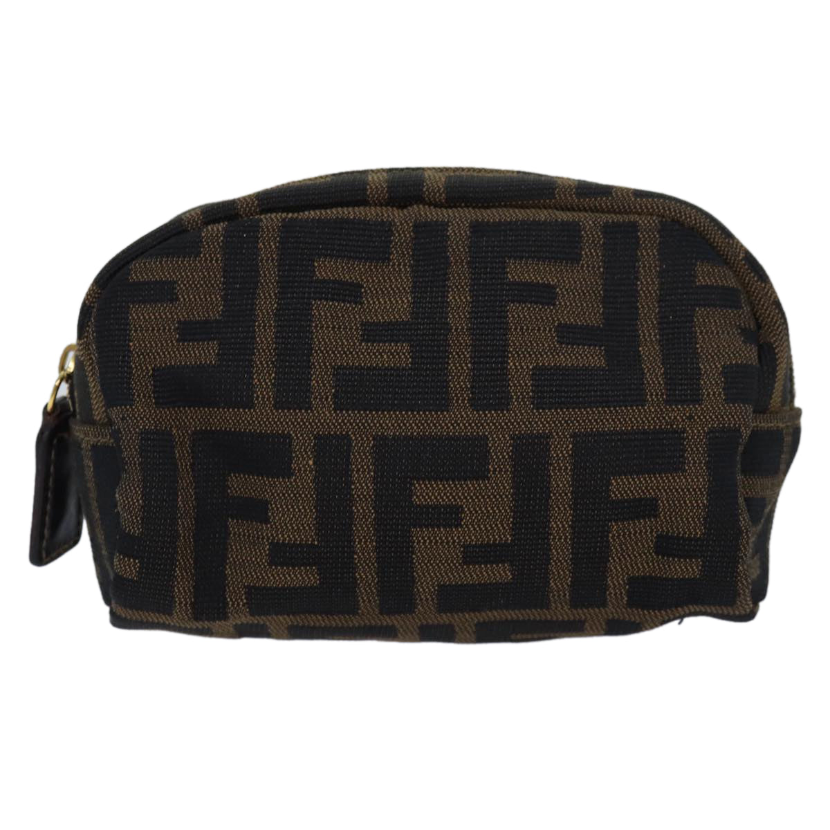 FENDI Zucca Canvas Pouch Brown Auth fm3578