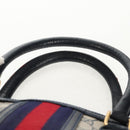 GUCCI GG Supreme Sherry Line Hand Bag PVC Navy Red Auth fm3583-7