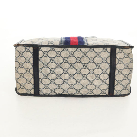 GUCCI GG Supreme Sherry Line Hand Bag PVC Navy Red Auth fm3583