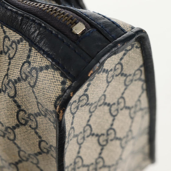 GUCCI GG Supreme Sherry Line Hand Bag PVC Navy Red Auth fm3583