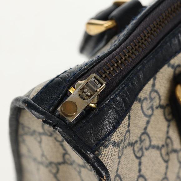 GUCCI GG Supreme Sherry Line Hand Bag PVC Navy Red Auth fm3583