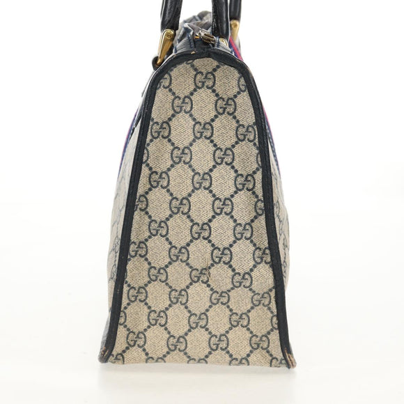 GUCCI GG Supreme Sherry Line Hand Bag PVC Navy Red Auth fm3583