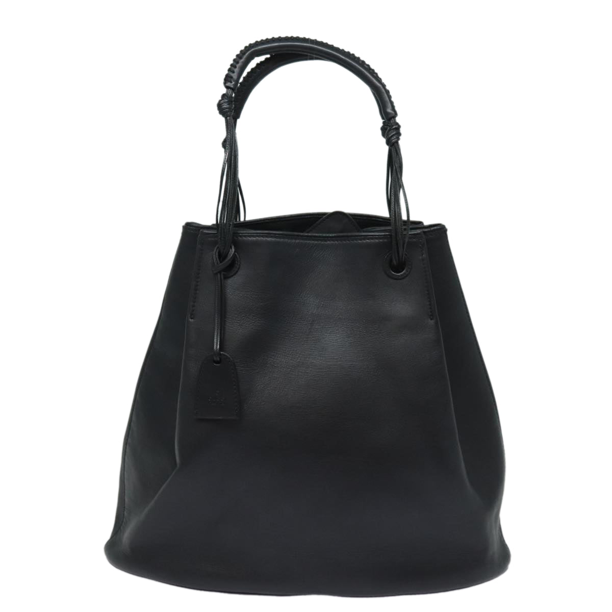 GUCCI Tote Bag Leather Black Auth fm3585