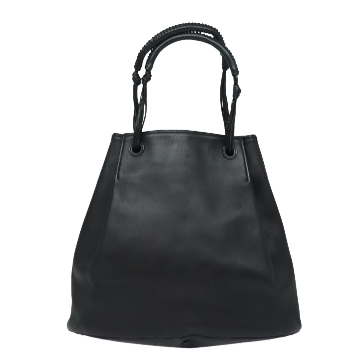 GUCCI Tote Bag Leather Black Auth fm3585