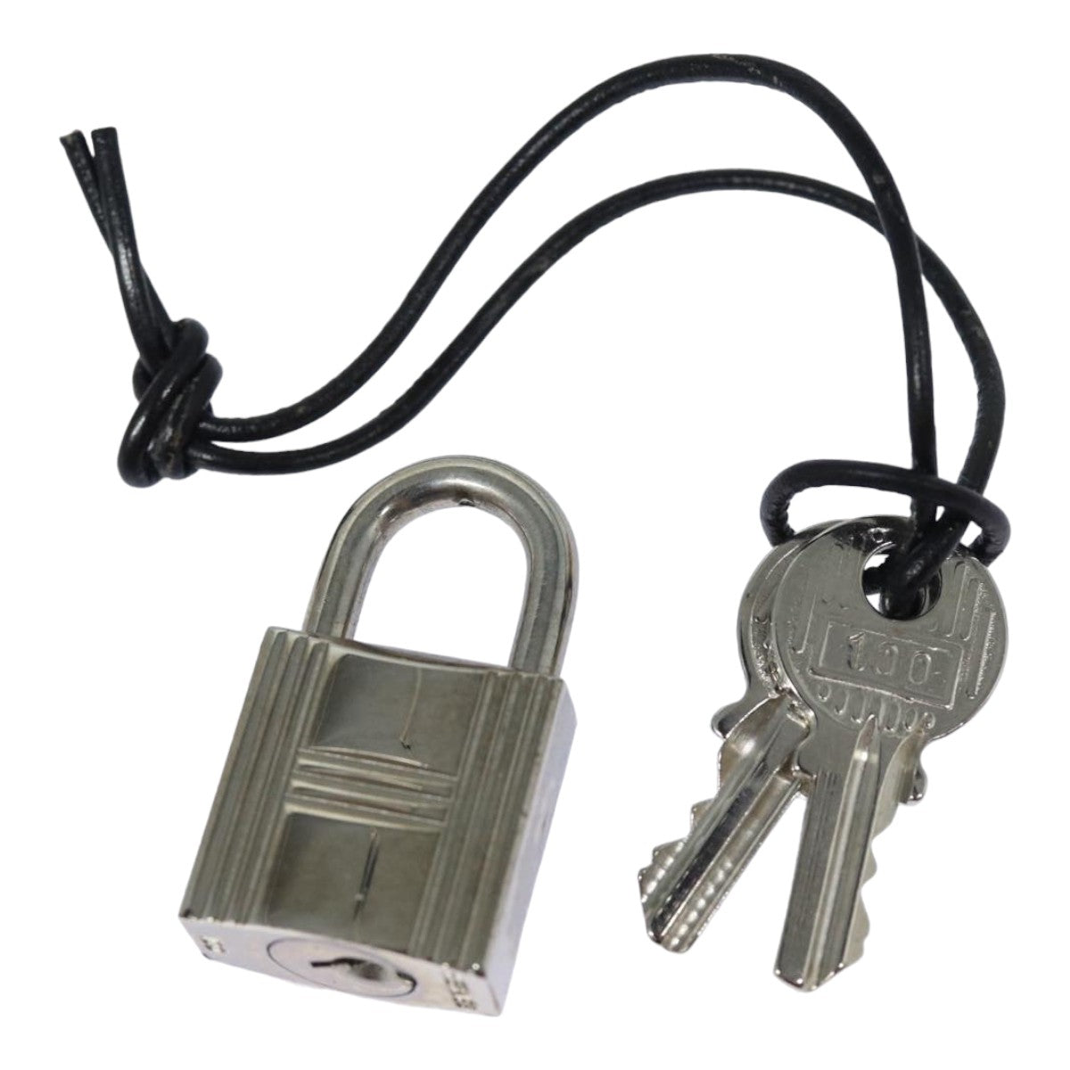 HERMES Cadena Padlock metal Silver Auth fm3604