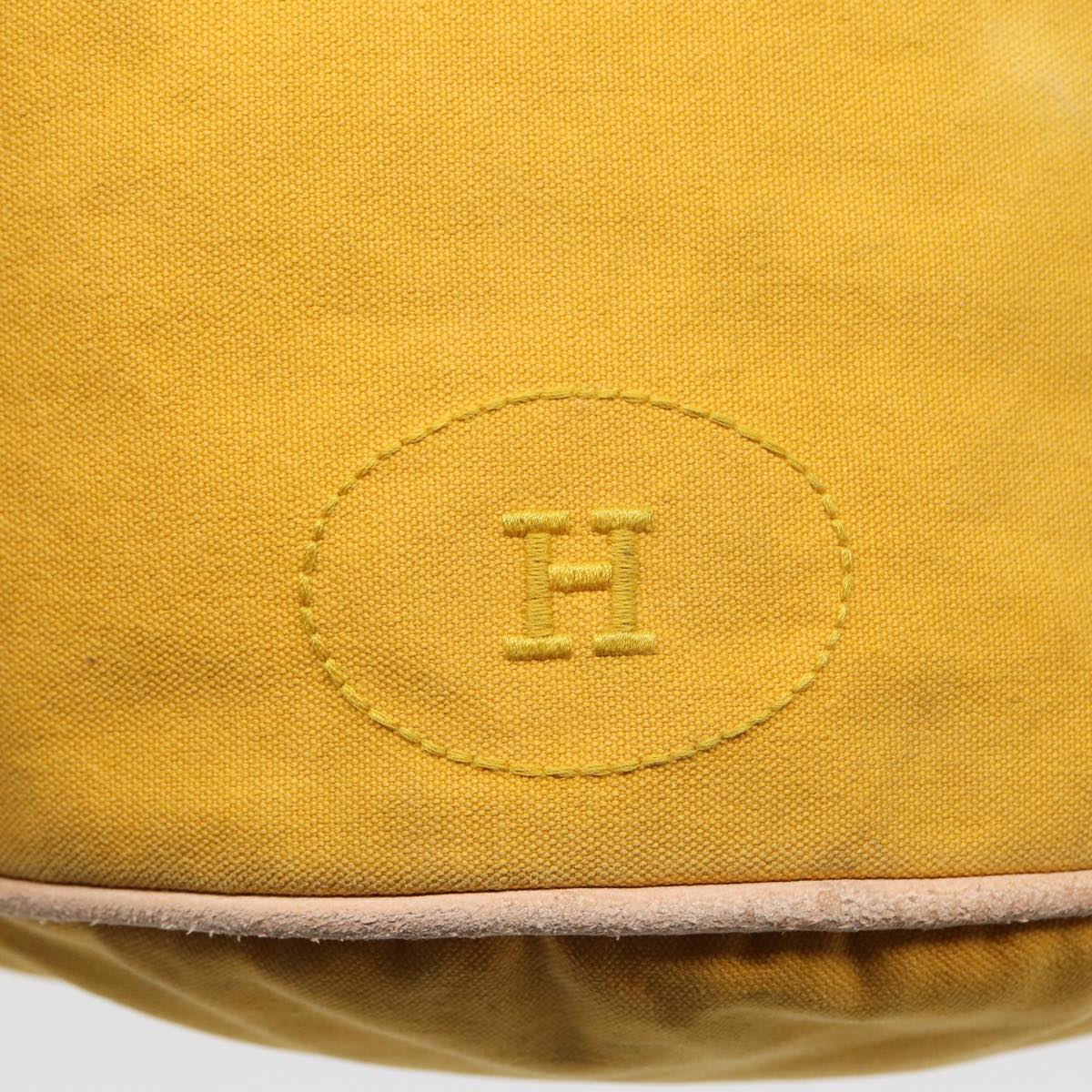 HERMES Porochon Mimil GM Shoulder Bag Canvas Yellow Auth fm3609