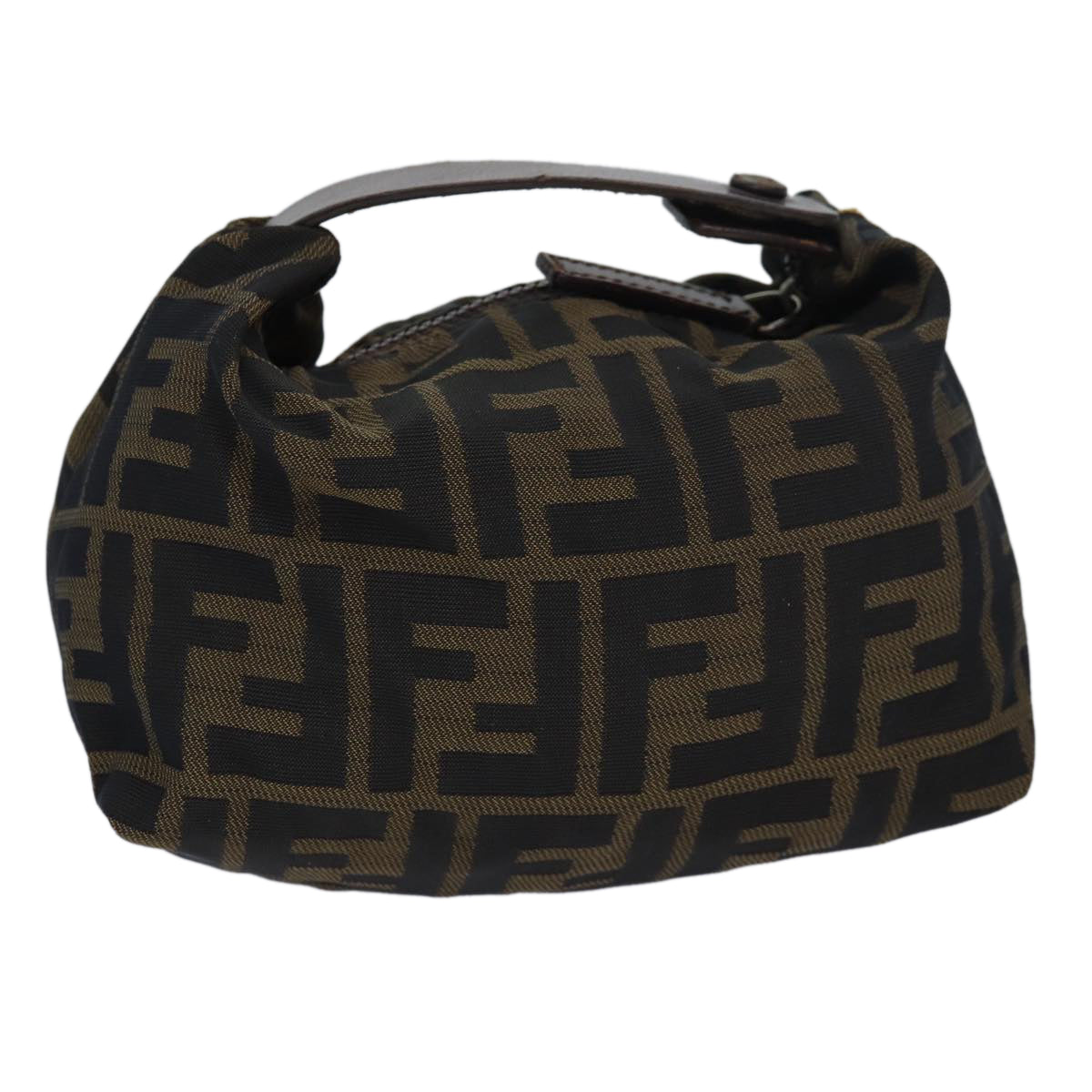 FENDI Zucca Canvas hand Pouch Brown Auth fm3631