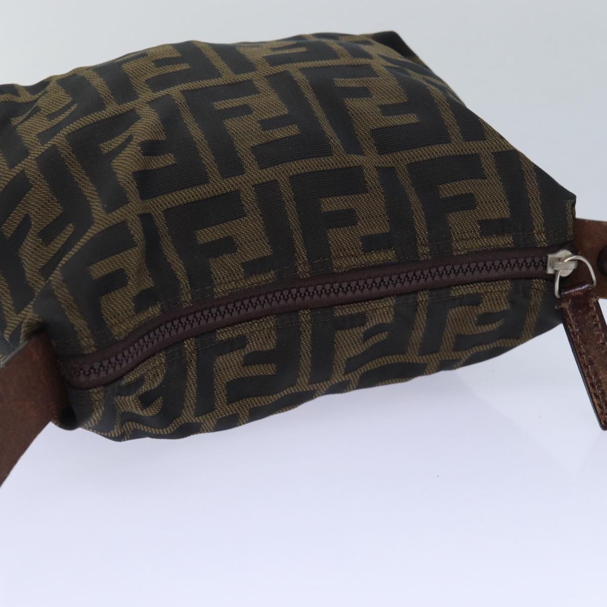 FENDI Zucca Canvas hand Pouch Brown Auth fm3631