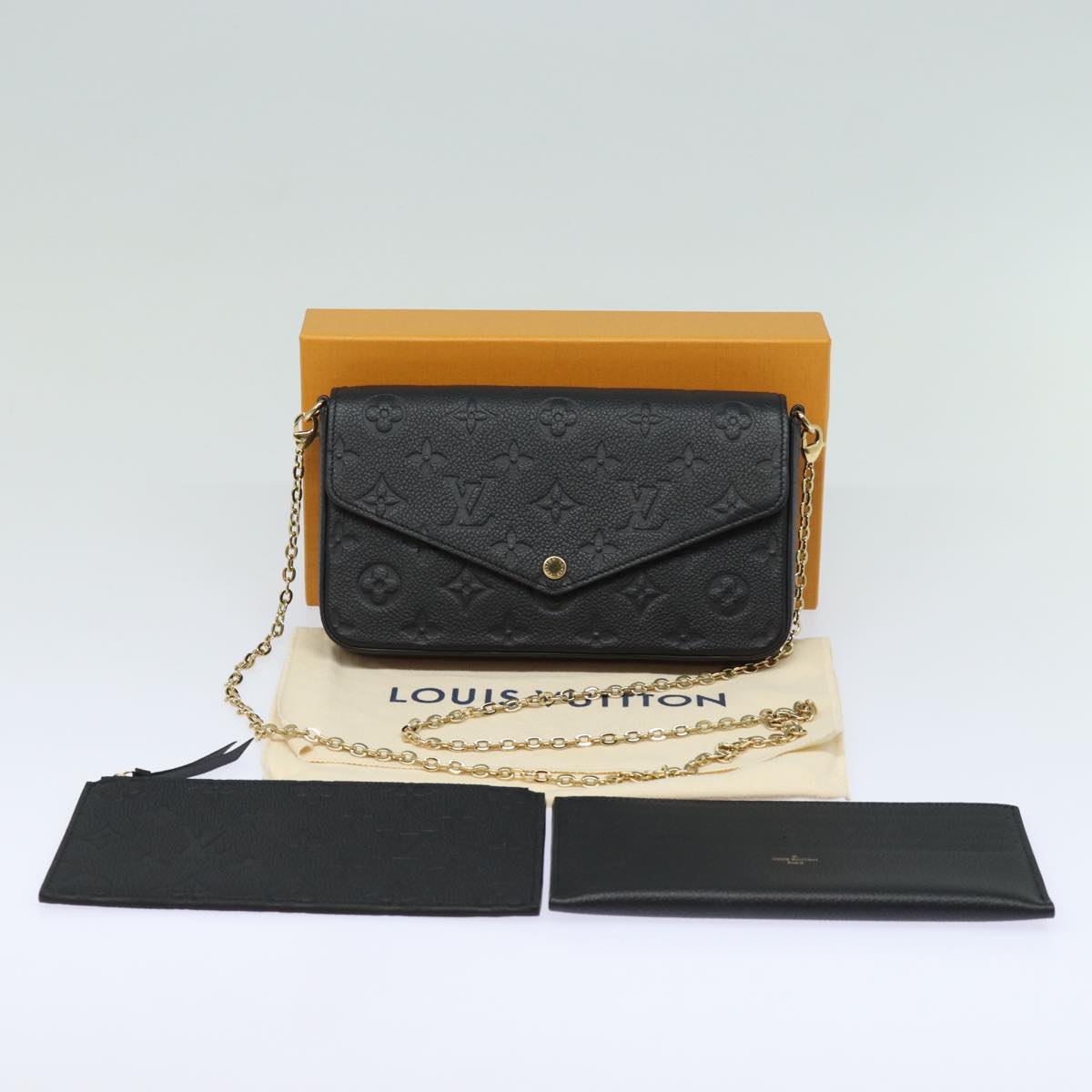 LOUIS VUITTON Empreinte Pochette Felice Chain Wallet Black M64064 Auth fm3634S