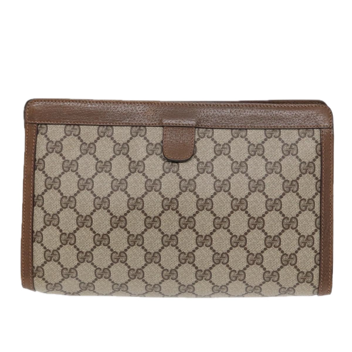 GUCCI GG Supreme Clutch Bag PVC Leather Beige 89 01 033 Auth fm3645