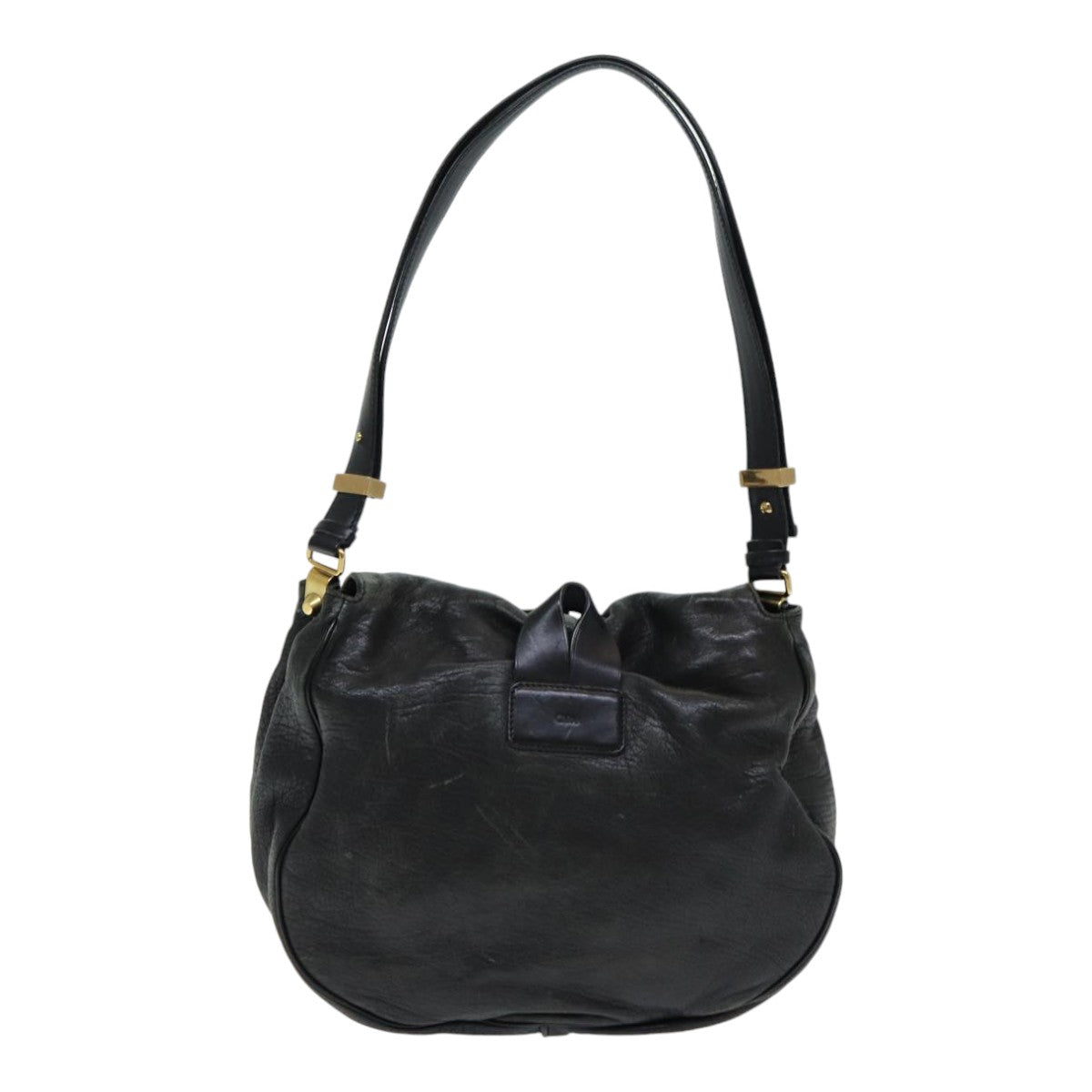 Chloe Shoulder Bag Leather Black Auth fm3654