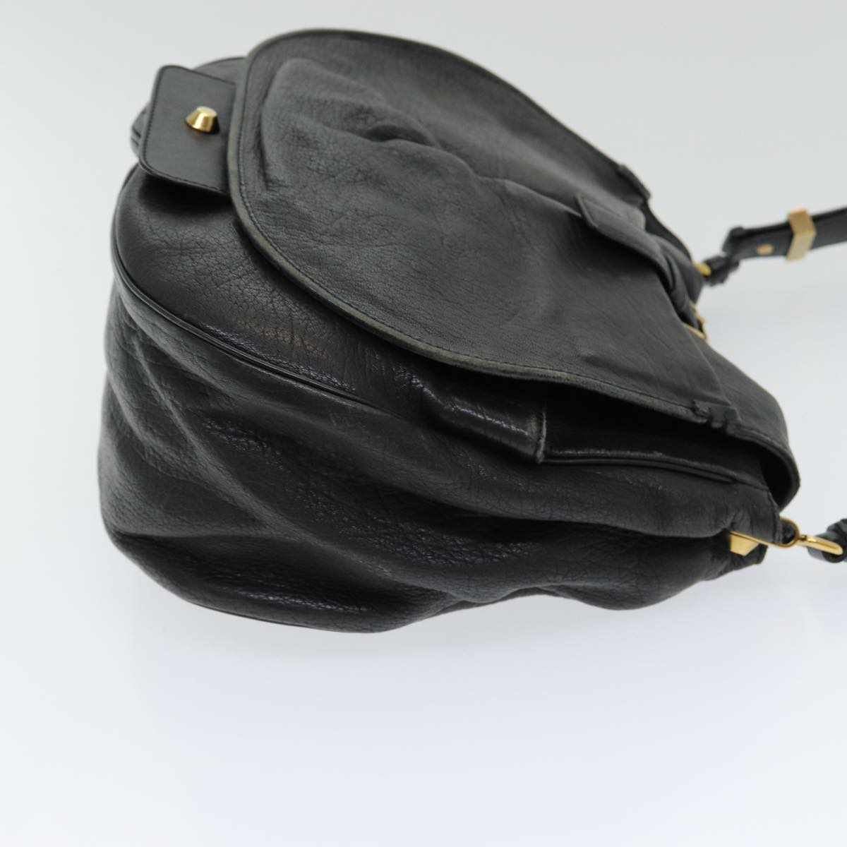 Chloe Shoulder Bag Leather Black Auth fm3654