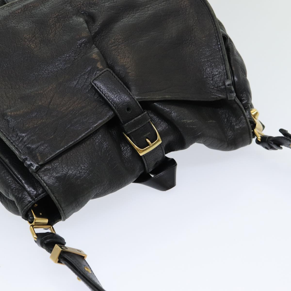 Chloe Shoulder Bag Leather Black Auth fm3654