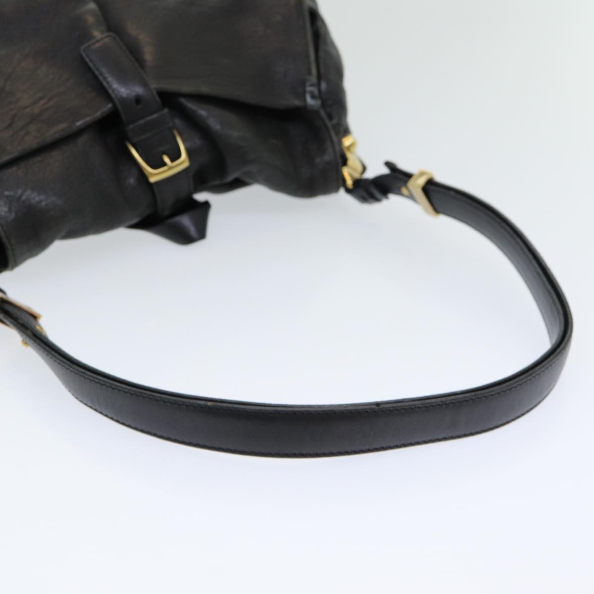 Chloe Shoulder Bag Leather Black Auth fm3654