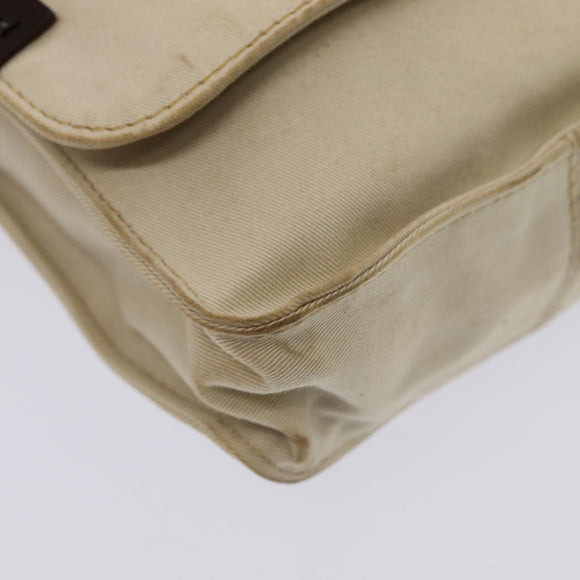 FENDI Canvas Shoulder Bag Beige Auth fm3657