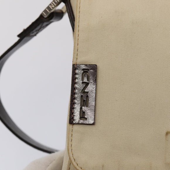 FENDI Canvas Shoulder Bag Beige Auth fm3657