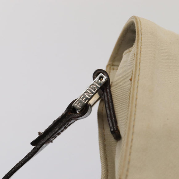 FENDI Canvas Shoulder Bag Beige Auth fm3657