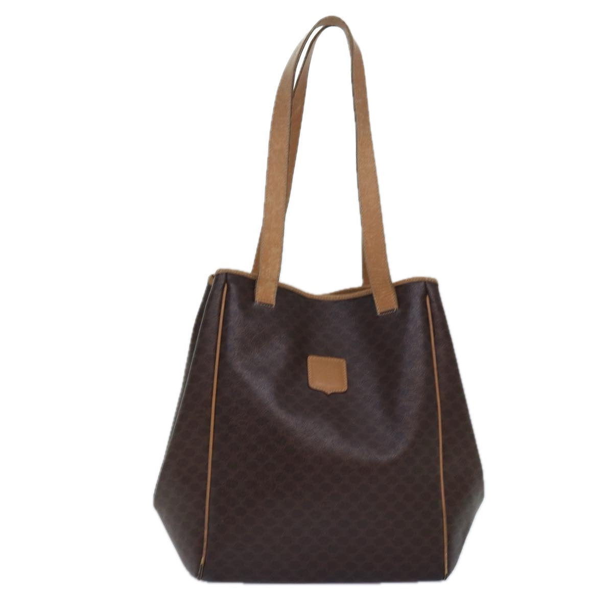 CELINE Macadam Canvas Tote Bag PVC Leather Brown Auth fm3671