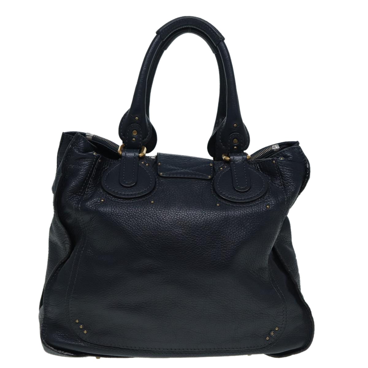 Chloe Paddington Hand Bag Leather Navy Gold Auth fm3689