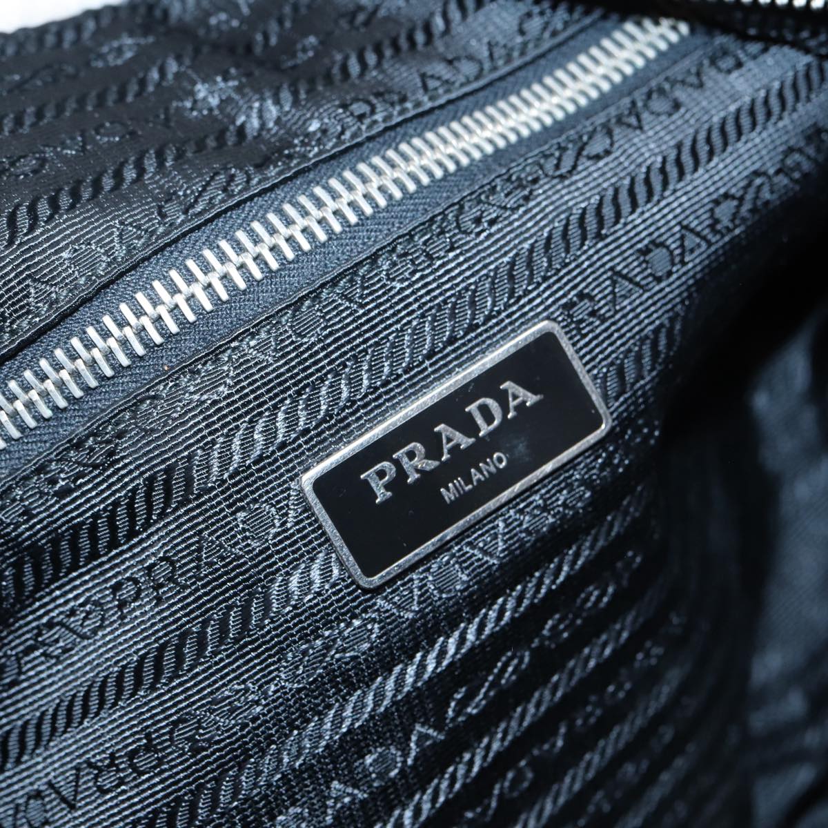 PRADA Shoulder Bag Nylon Black Silver Auth fm3701