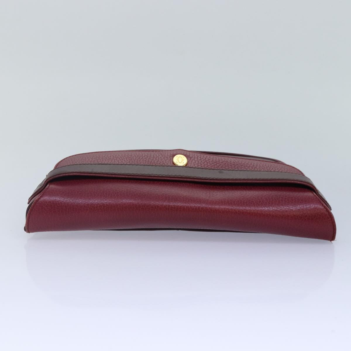 CARTIER Clutch Bag Leather Red Gold Auth fm3728