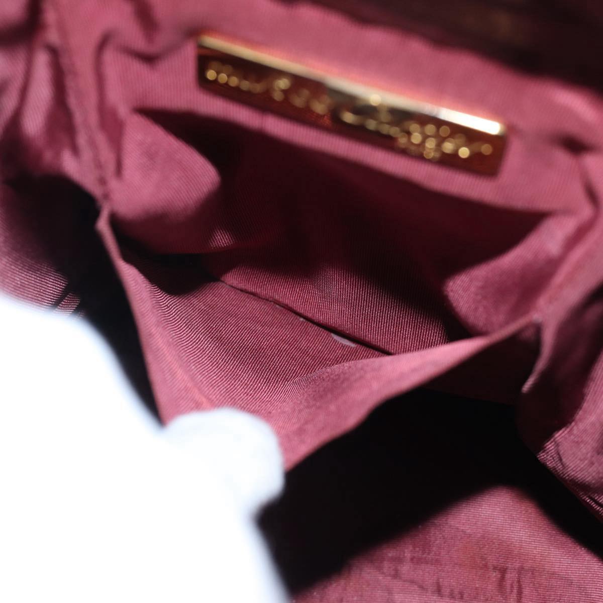 CARTIER Shoulder Bag Leather Bordeaux Gold Auth fm3730