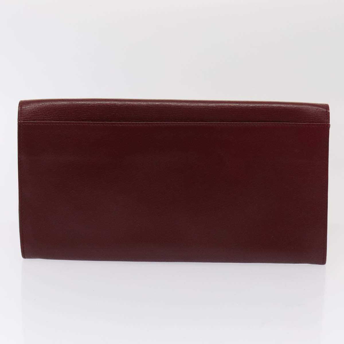 CARTIER Clutch Bag Leather 4Set Bordeaux Black gold Auth fm3750