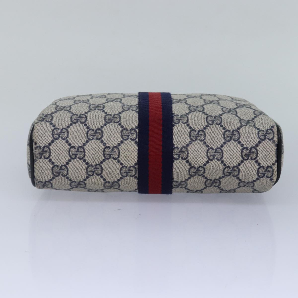 GUCCI GG Supreme Sherry Line Clutch Bag PVC Navy Red 010 378 Auth fm3753