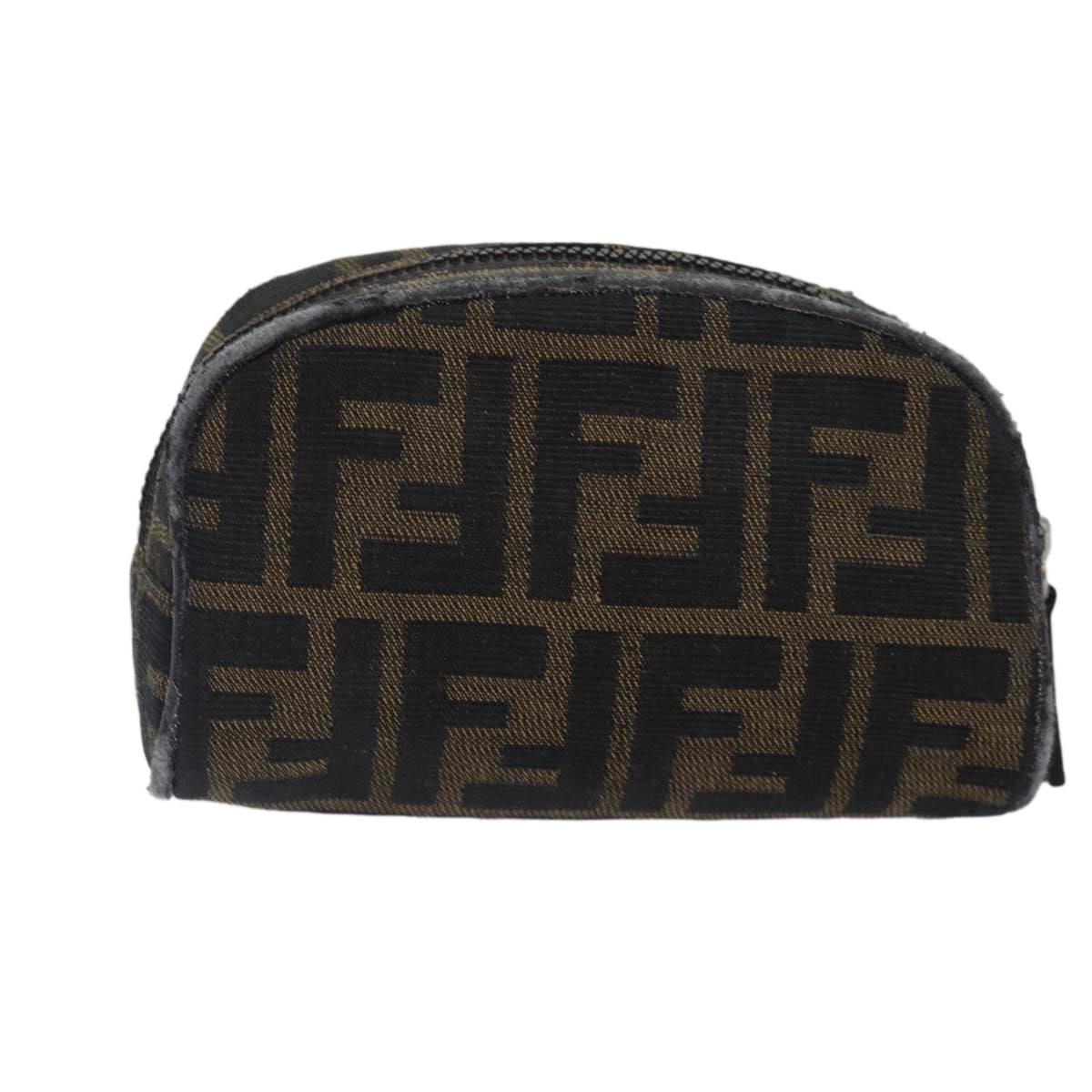 FENDI Zucca Canvas Pouch Brown Black Silver Auth fm3759 - 0