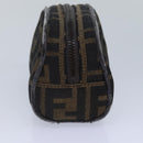 FENDI Zucca Canvas Pouch Brown Black Silver Auth fm3759-3