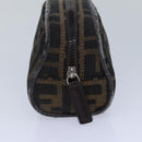 FENDI Zucca Canvas Pouch Brown Black Silver Auth fm3759-4