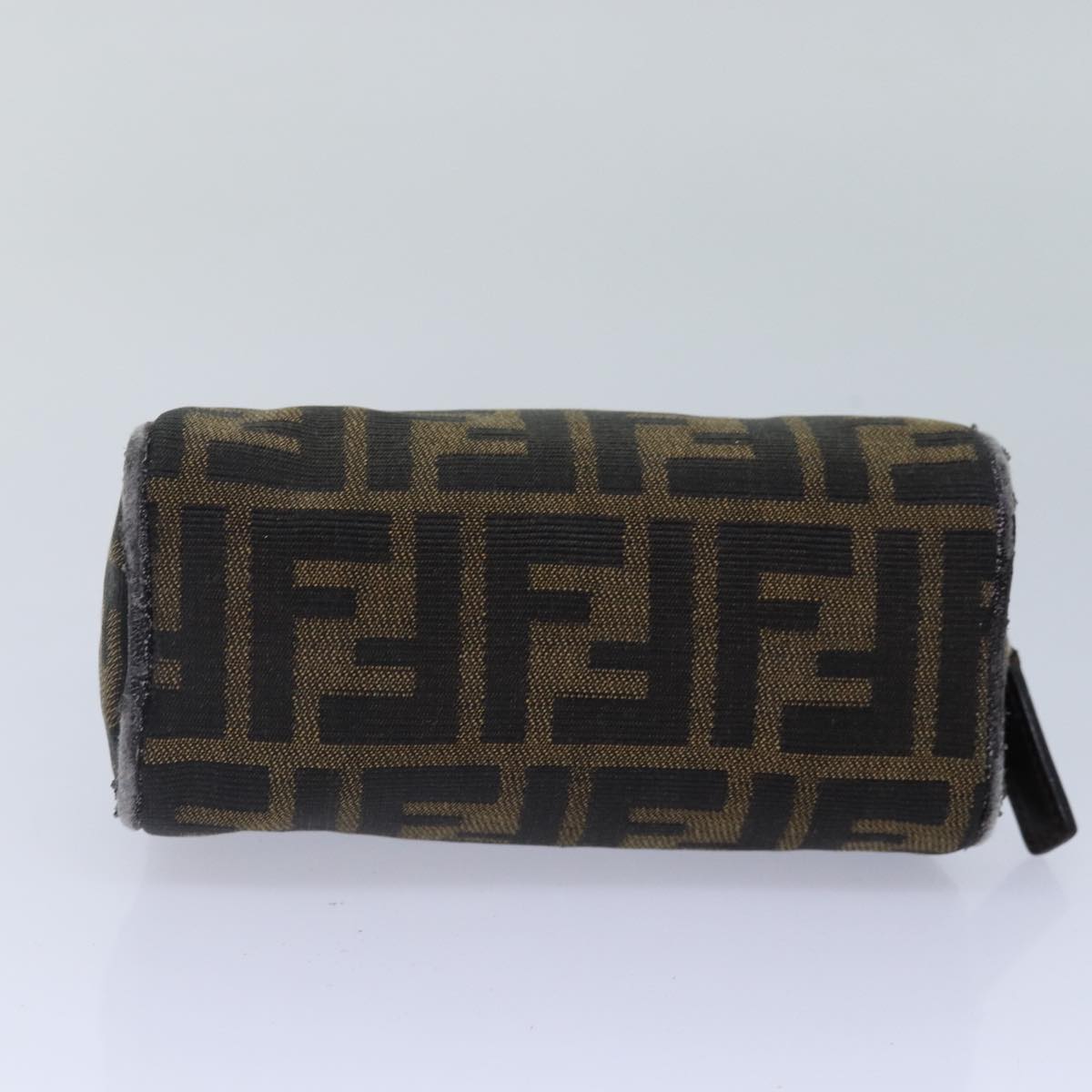 FENDI Zucca Canvas Pouch Brown Black Silver Auth fm3759