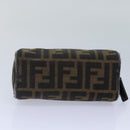 FENDI Zucca Canvas Pouch Brown Black Silver Auth fm3759-6