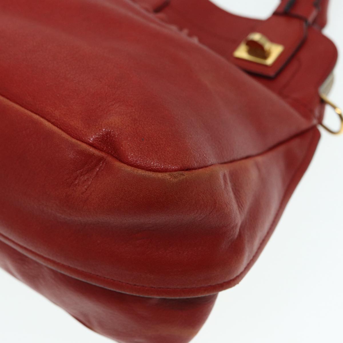 Chloe Hand Bag Leather Red Gold Auth fm3784