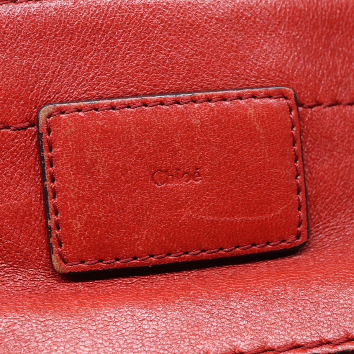 Chloe Hand Bag Leather Red Gold Auth fm3784