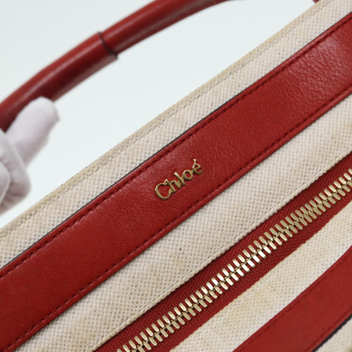 Chloe Hand Bag Leather Red Gold Auth fm3784