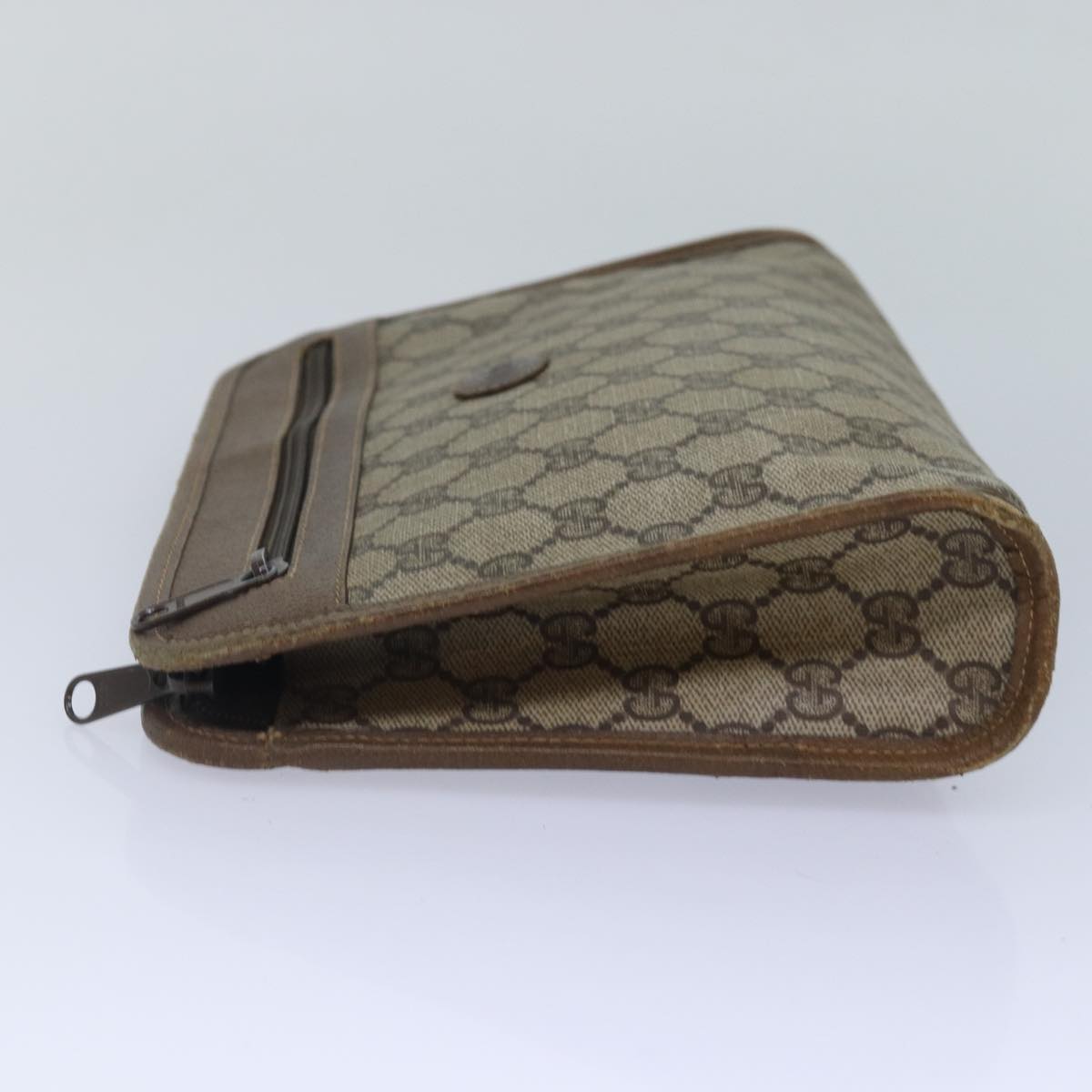 GUCCI GG Supreme Clutch Bag PVC Leather Beige 111 01 037 Auth fm3789